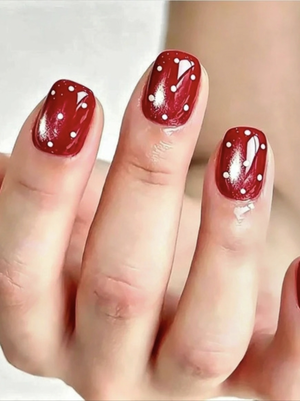 Red & White Polka Dot Press-On Nails